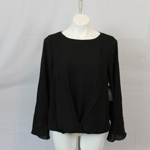 Vince Camuto Black Bell Sleeve Blouse Top NEW - Picture 2 of 8